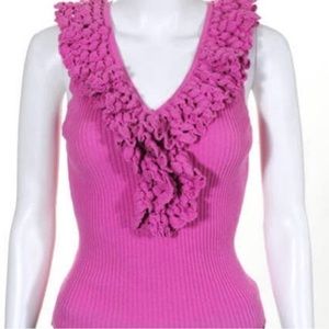 Trina Turk Hot Pink Sleevelesss V Neck Top